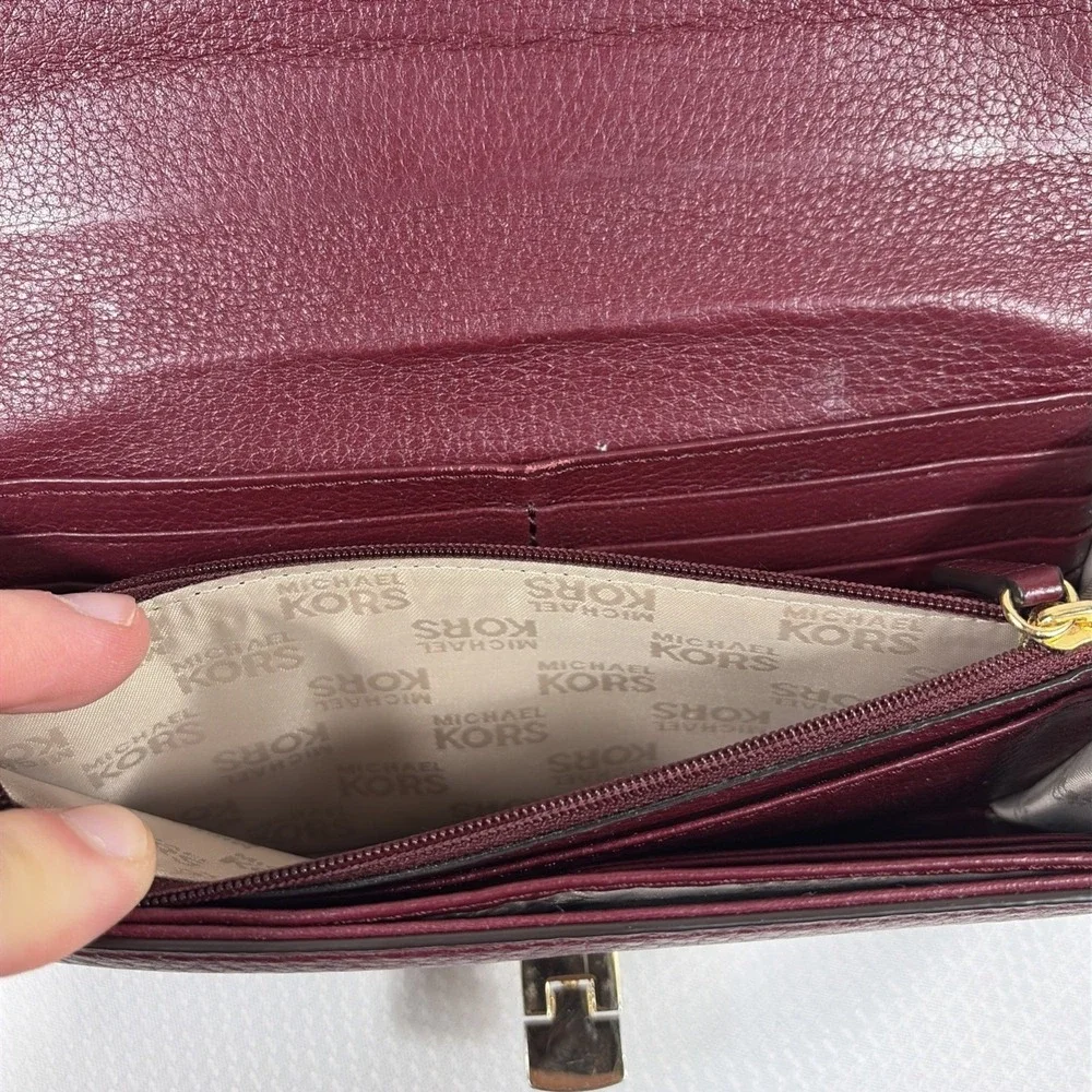 Michael Kors Astrid Carryall Wallet Red Pebbled Leather Clutch
